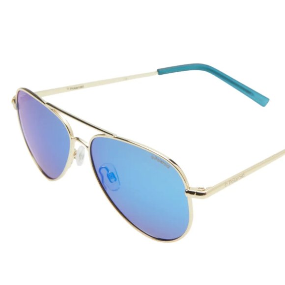 New Polaroid blue mirror aviator sunglasses. main image 5